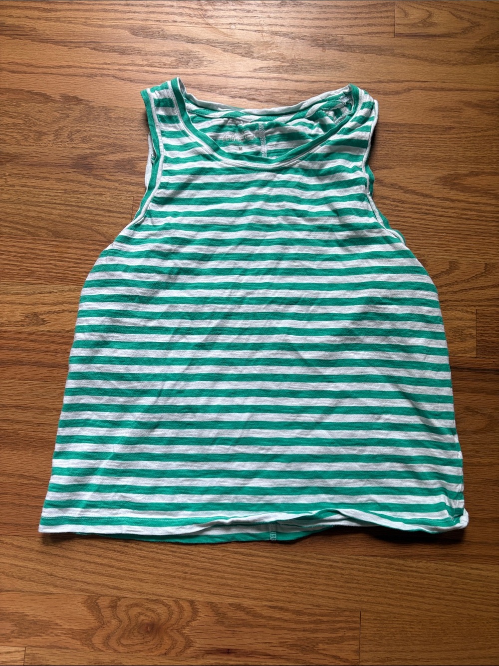 J. Crew Factory Green and White Striped Tank Top